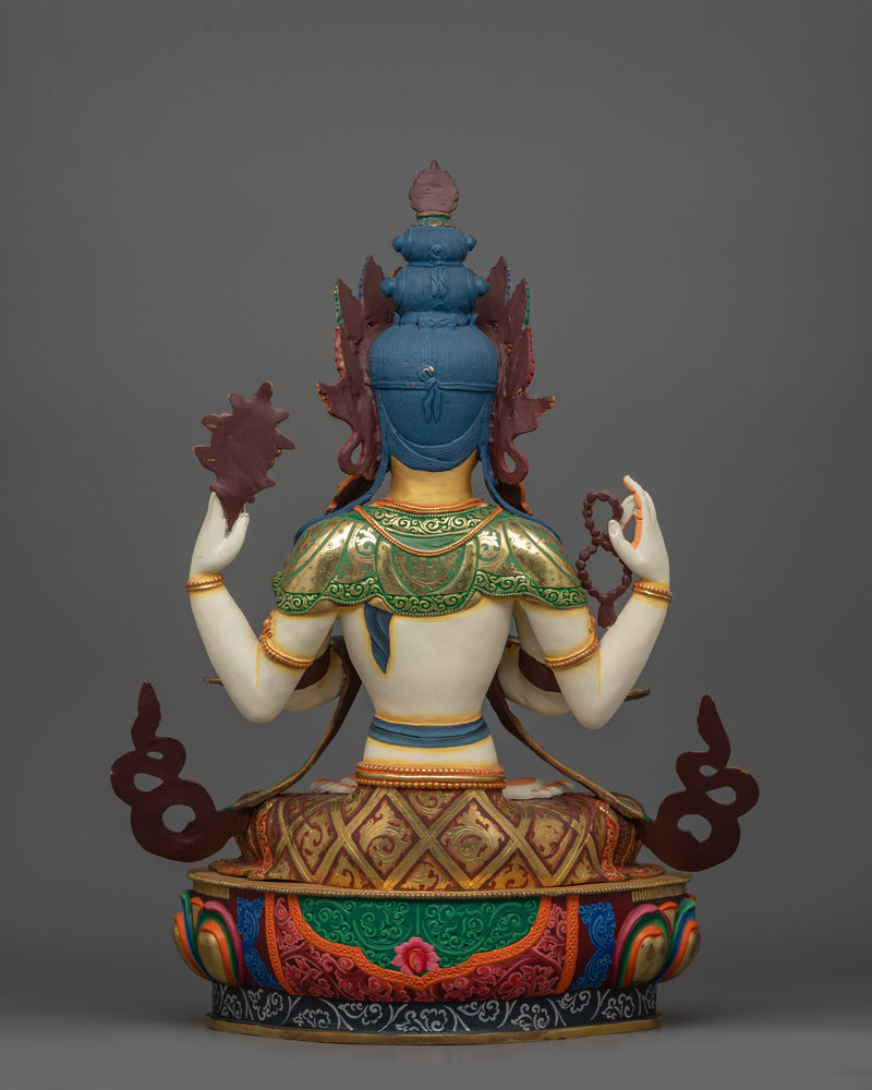 Handmade Four-armed Chenrezig Statue | The Compassionate Deity