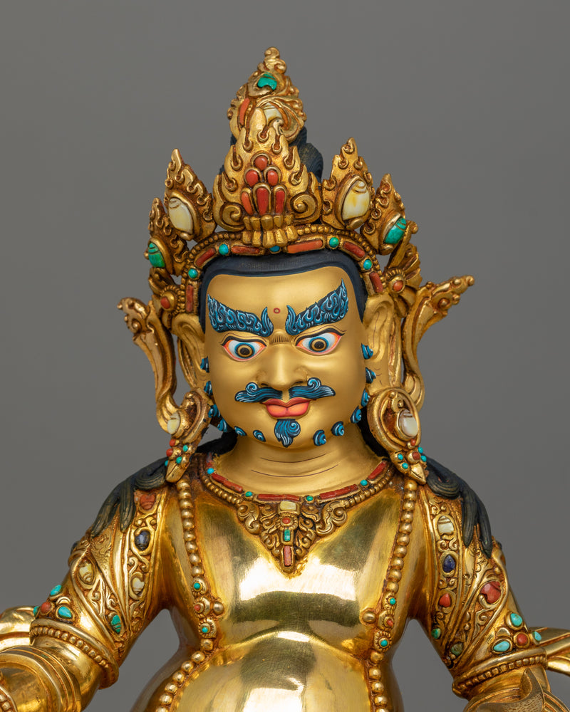 24k Gold Gilded Wealth Deity Dzambhala  | Protector of Wealth and Harmony