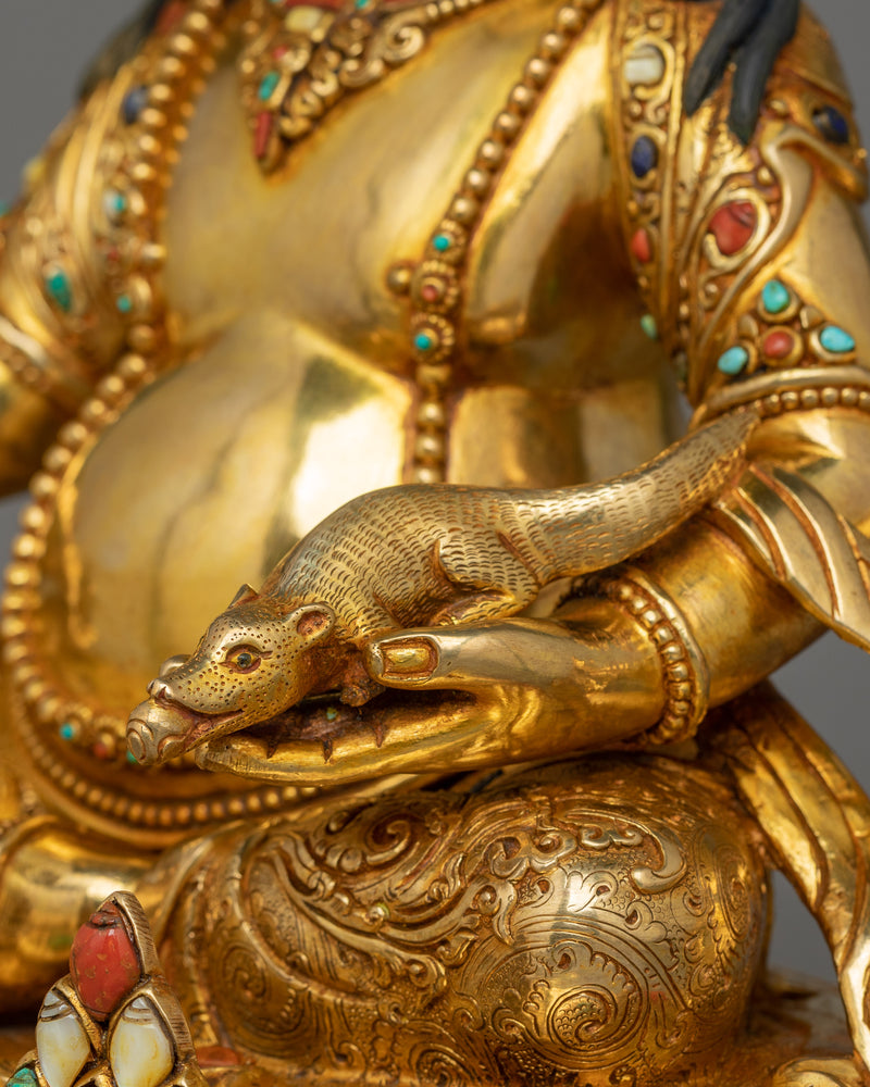 24k Gold Gilded Wealth Deity Dzambhala  | Protector of Wealth and Harmony