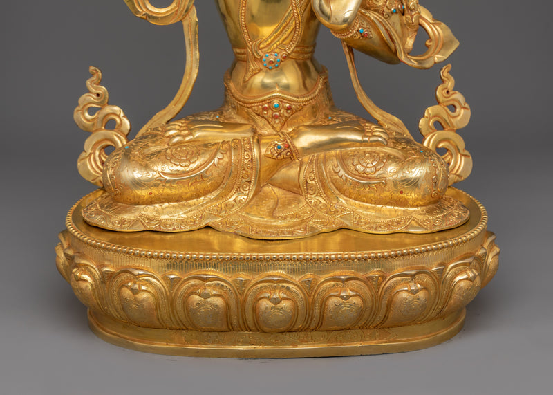 Majestic Wisdom Deity Manjushri | Traditionally 24k Gold Gilded