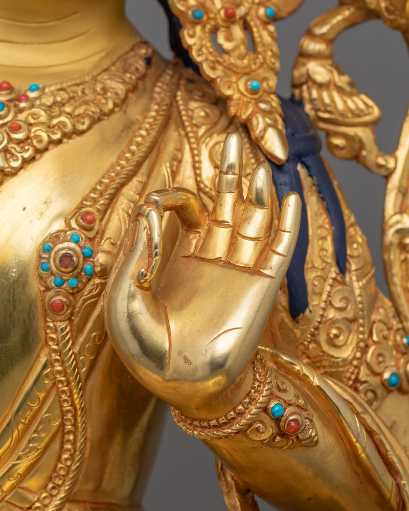 Majestic Wisdom Deity Manjushri | Traditionally 24k Gold Gilded