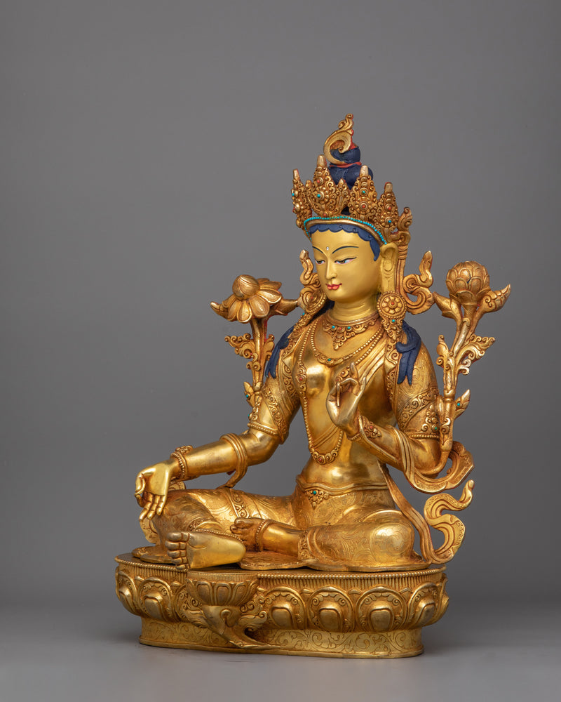 Buddhist Goddess Green Tara Figurine | Deity of Protection and Healing