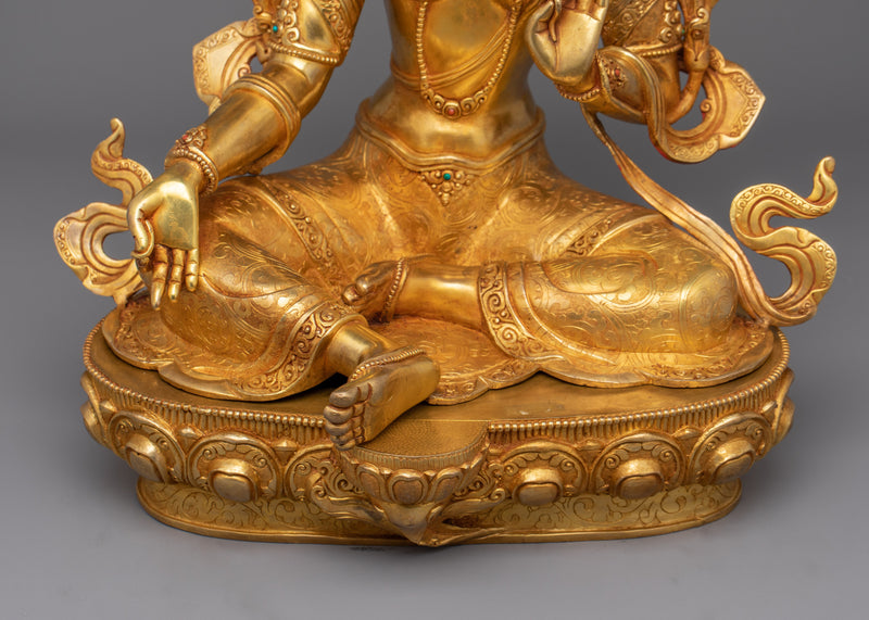 Buddhist Goddess Green Tara Figurine | Deity of Protection and Healing