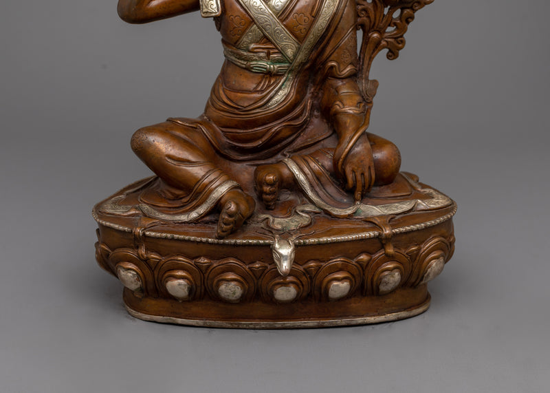 Oxidized Milarepa Copper Statue | Handcrafted Spiritual Artwork