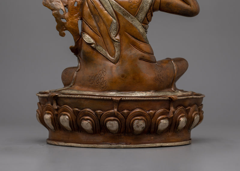 Oxidized Milarepa Copper Statue | Handcrafted Spiritual Artwork