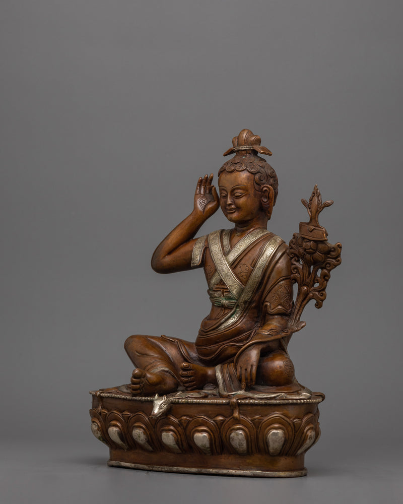 Oxidized Milarepa Copper Statue | Handcrafted Spiritual Artwork