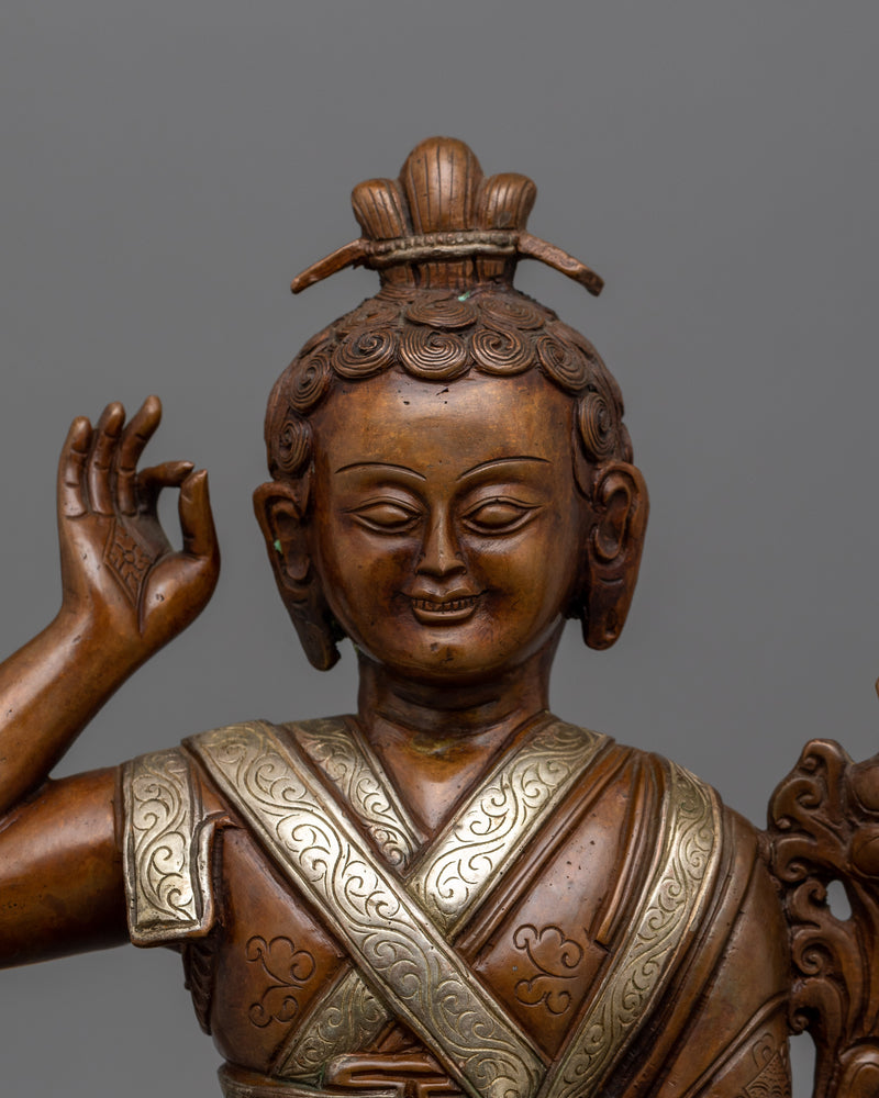 Oxidized Milarepa Copper Statue | Handcrafted Spiritual Artwork