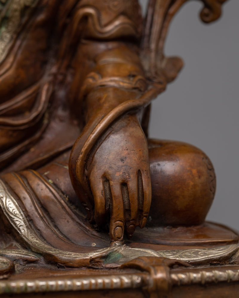 Oxidized Milarepa Copper Statue | Handcrafted Spiritual Artwork