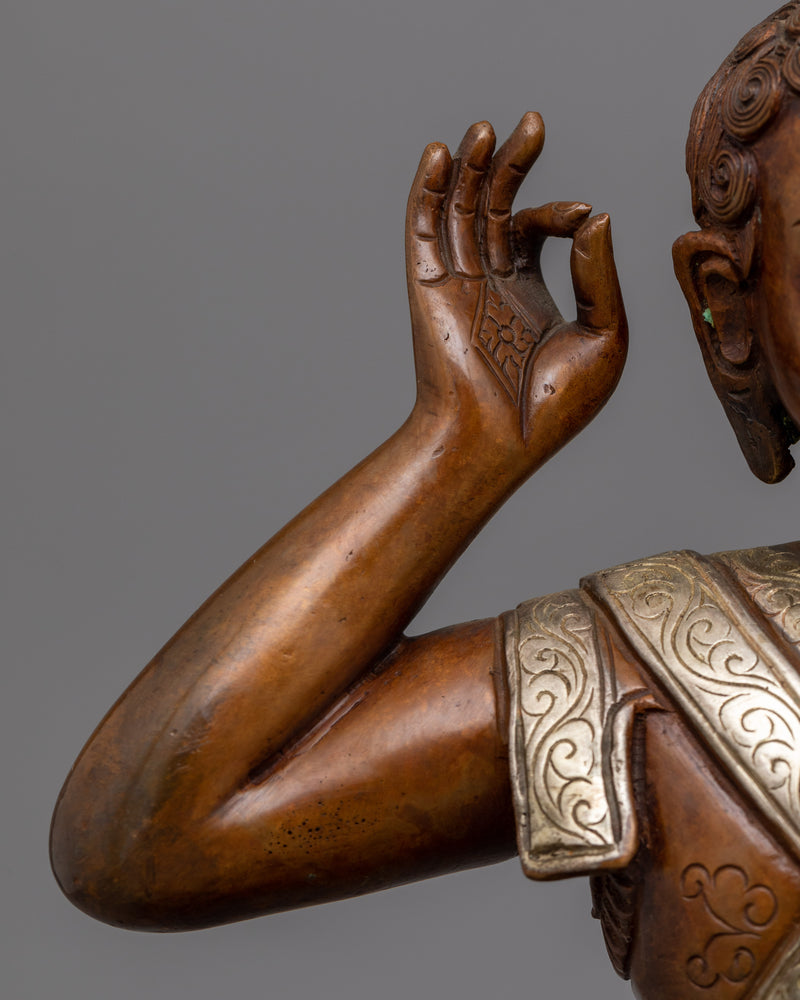 Oxidized Milarepa Copper Statue | Handcrafted Spiritual Artwork