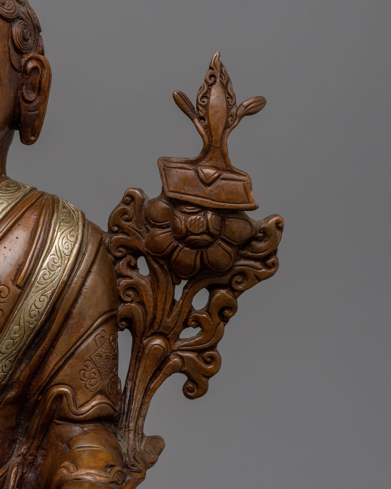 Oxidized Milarepa Copper Statue | Handcrafted Spiritual Artwork