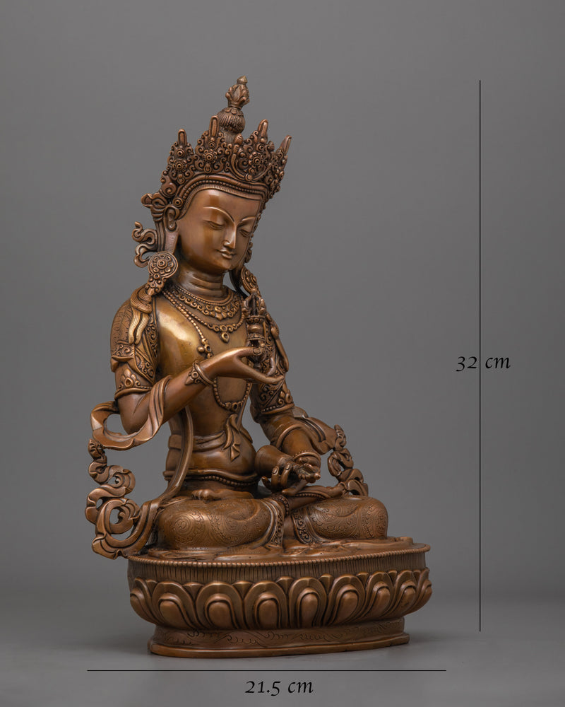 Sacred Buddhist Vajrasattva Oxidized Copper Statue