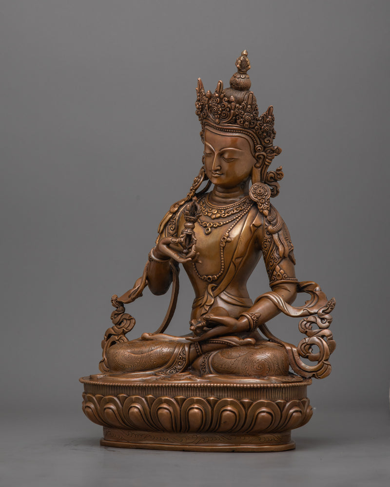 Sacred Buddhist Vajrasattva Oxidized Copper Statue | Symbol of Purification