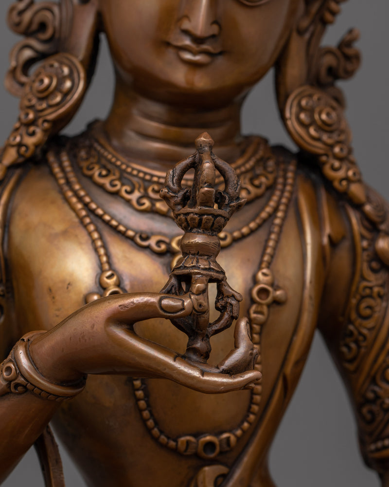 Sacred Buddhist Vajrasattva Oxidized Copper Statue | Symbol of Purification