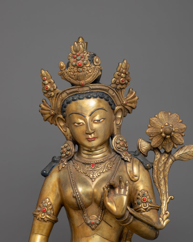 Goddess Standing Green Tara Statue | Mother of all Buddha