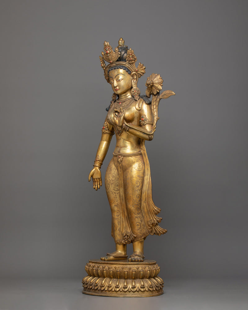 Goddess Standing Green Tara Statue | Mother of all Buddha