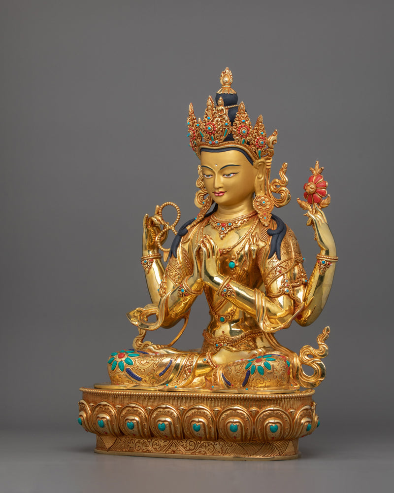 Beautiful Four Armed Chenrezig Statue | Bodhisattva Avalokiteshvara Deity