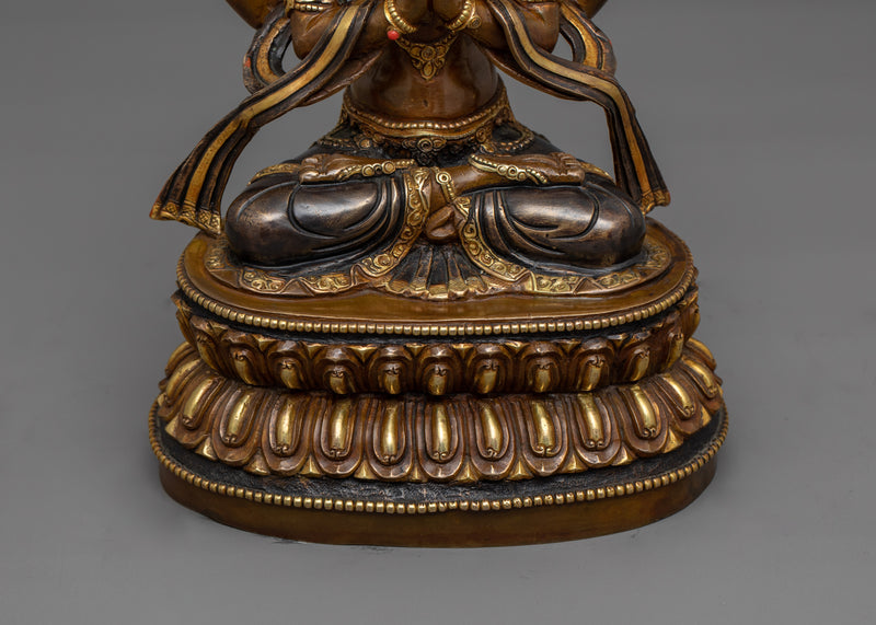 Handmade Four-Armed Chenrezig Sculpture | The Bodhisattva of Healing and Protection