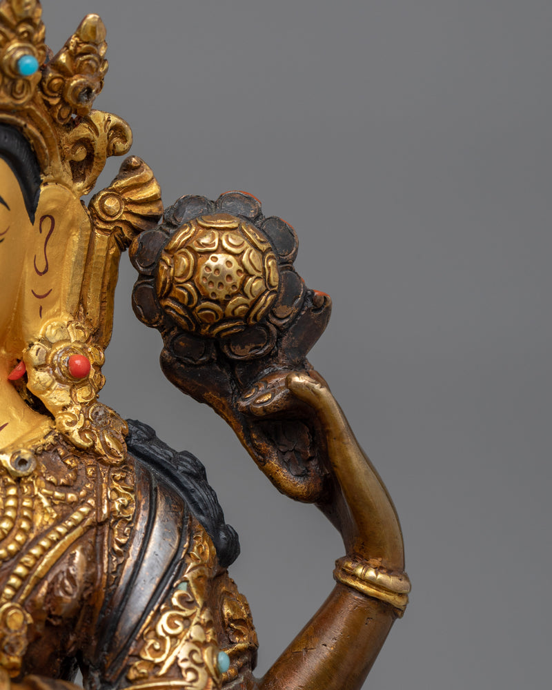 Handmade Four-Armed Chenrezig Sculpture | The Bodhisattva of Healing and Protection