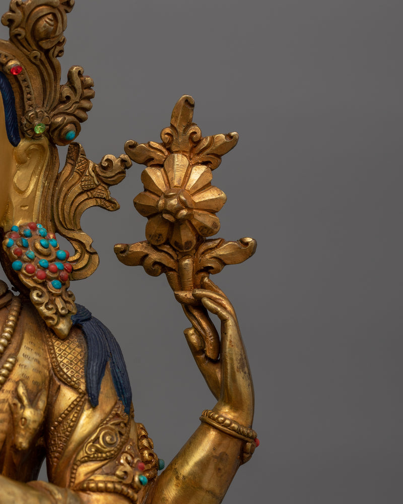 Four Armed Bodhisattva Avalokiteshvara Sculpture | Traditional Artwork