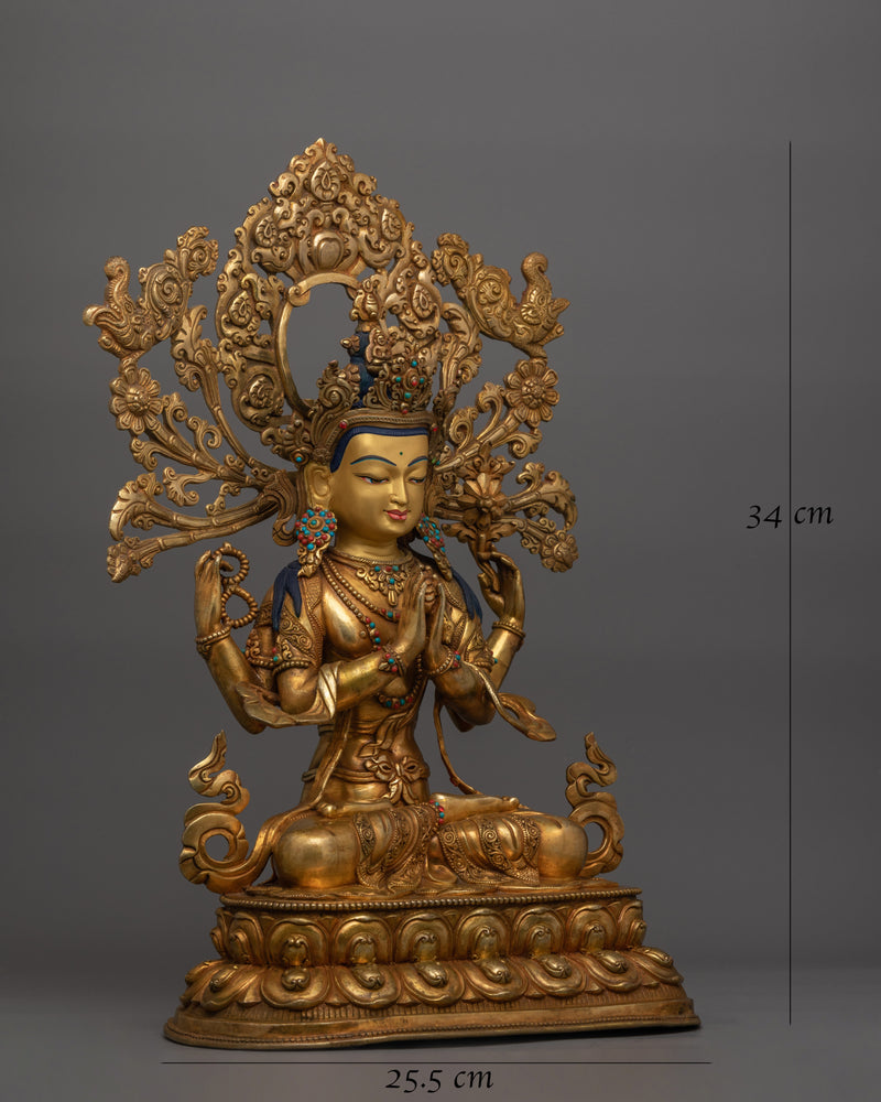 Four Armed Bodhisattva Avalokiteshvara Sculpture