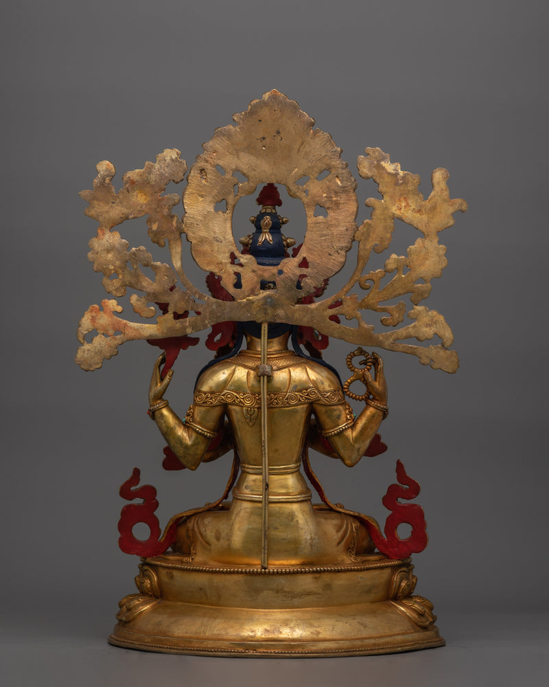 Four Armed Bodhisattva Avalokiteshvara Sculpture | Traditional Artwork