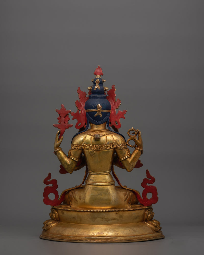 Four Armed Bodhisattva Avalokiteshvara Sculpture | Traditional Artwork