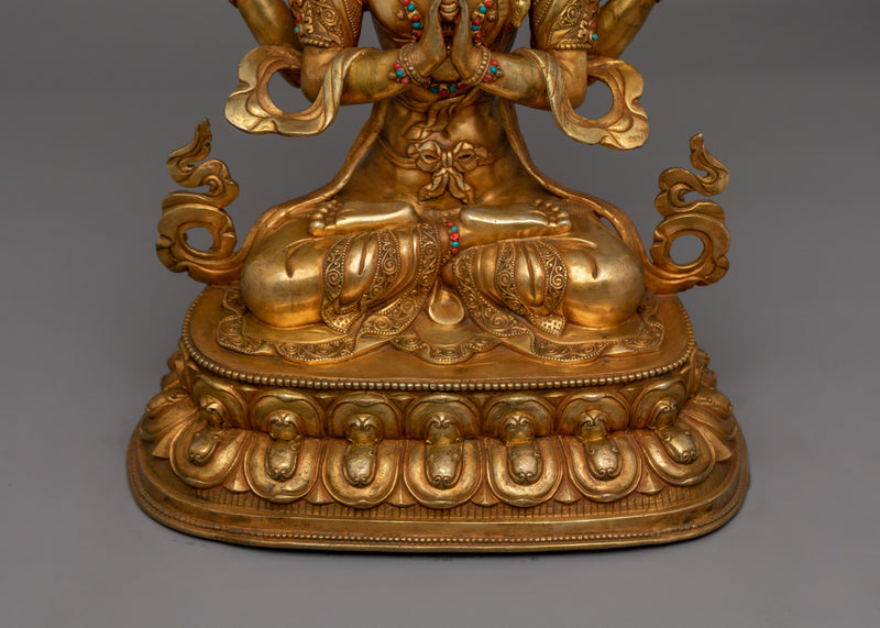 Four Armed Bodhisattva Avalokiteshvara Sculpture | Traditional Artwork