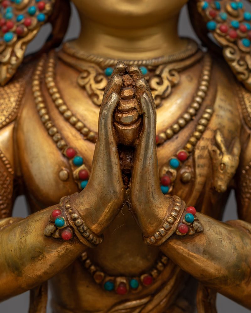 Four Armed Bodhisattva Avalokiteshvara Sculpture | Traditional Artwork