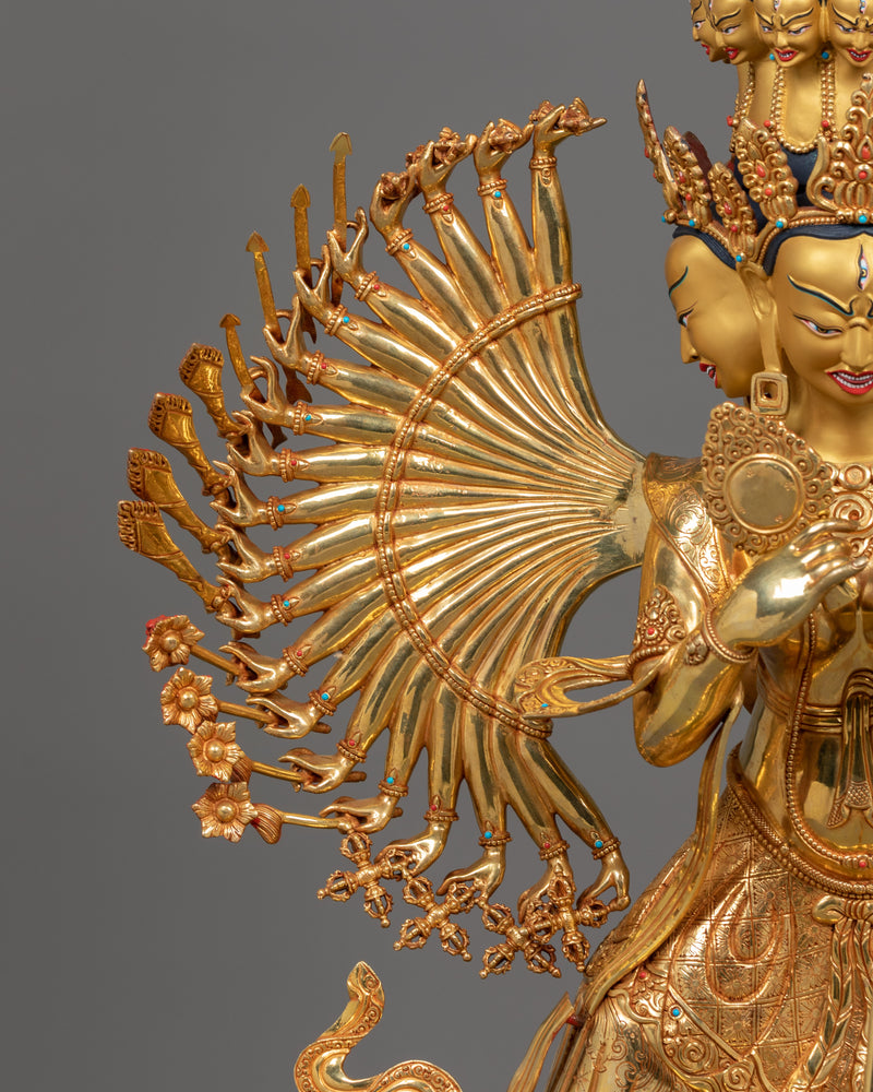 Handmade 1000-Armed Dukar Figurine | The Protector Deity of Compassion