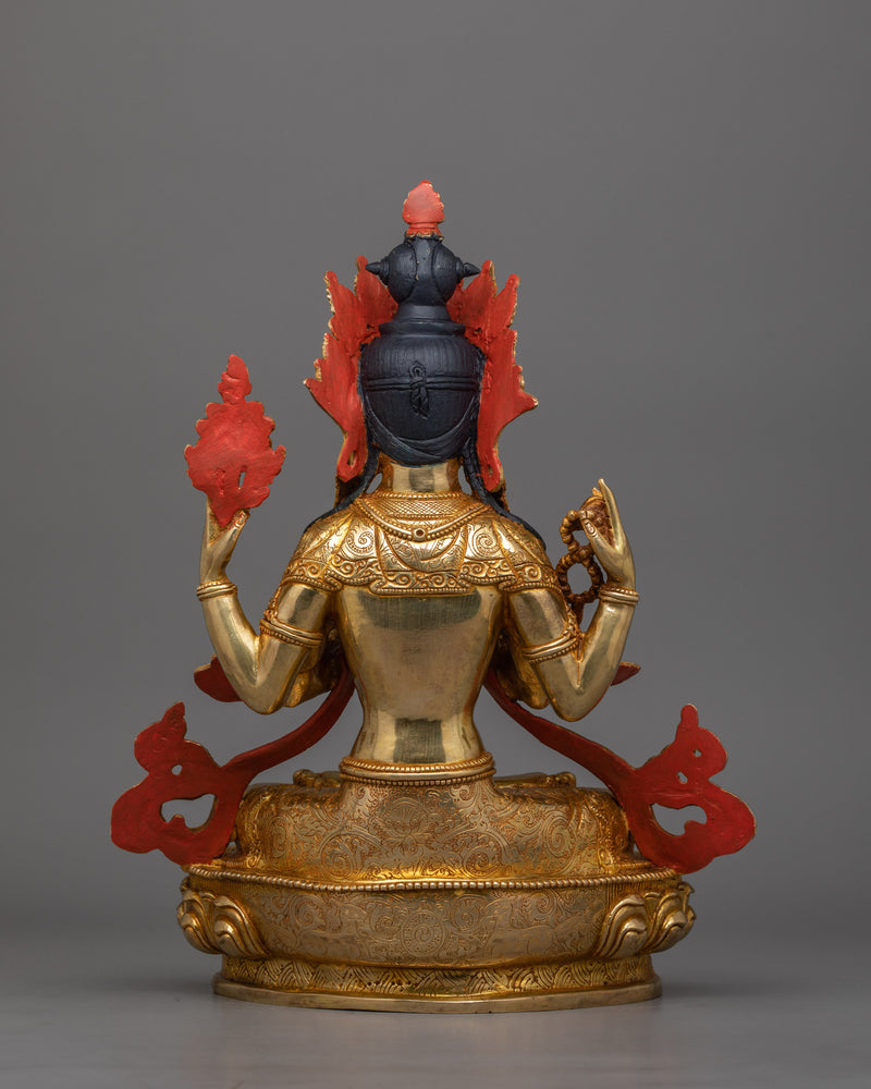 Himalayan Four-Armed Chenrezig Figurine | Buddha of Healing and Mercy