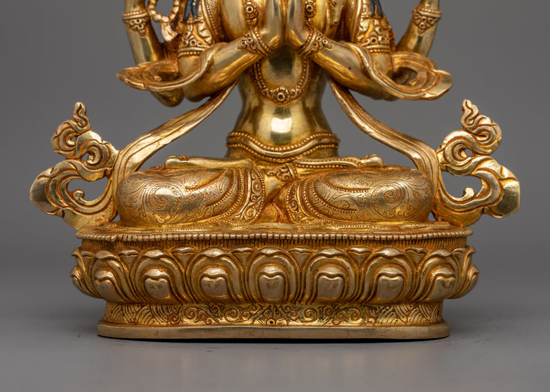 Himalayan Four-Armed Chenrezig Figurine | Buddha of Healing and Mercy