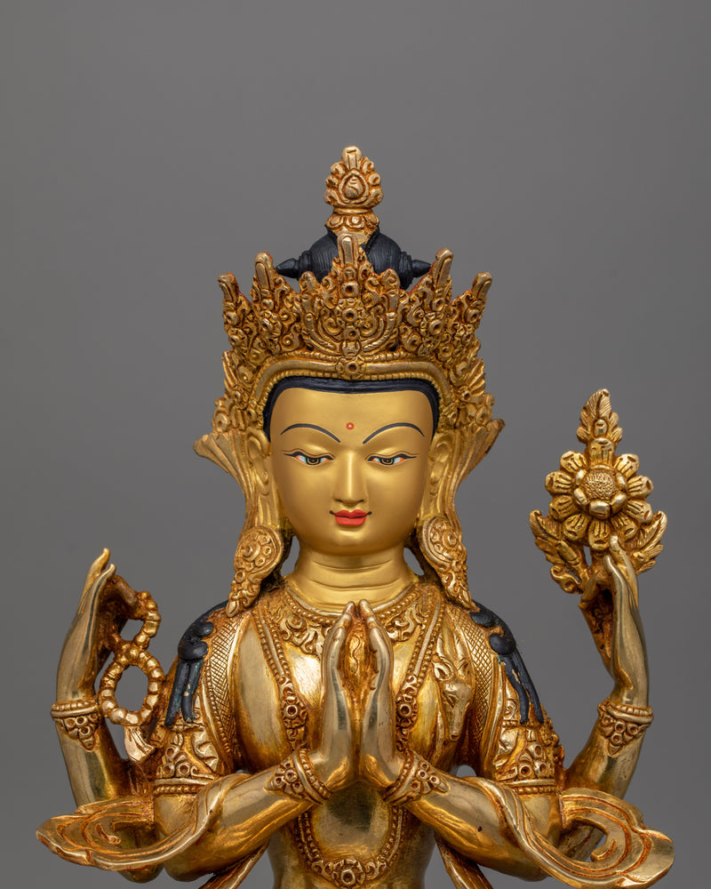 Himalayan Four-Armed Chenrezig Figurine | Buddha of Healing and Mercy