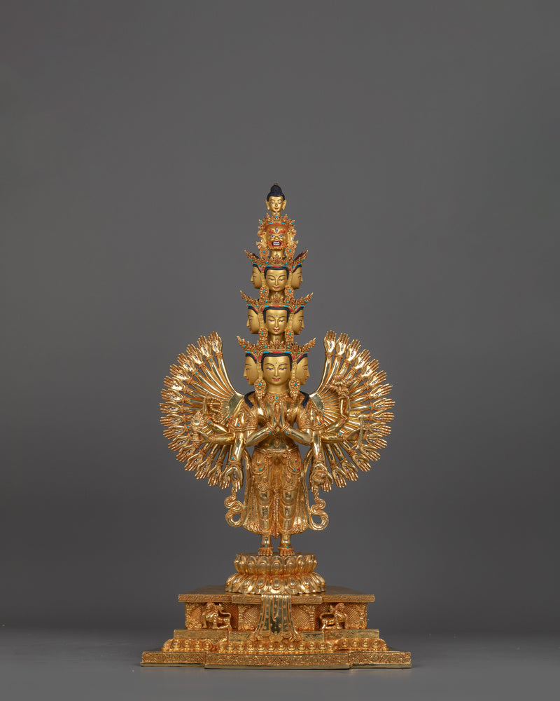 Handcrafted 31.9 Inch 1000-Armed Chenrezig | Traditional Sacred Artwork