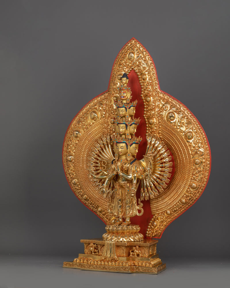 Handcrafted 31.9 Inch 1000-Armed Chenrezig | Traditional Sacred Artwork