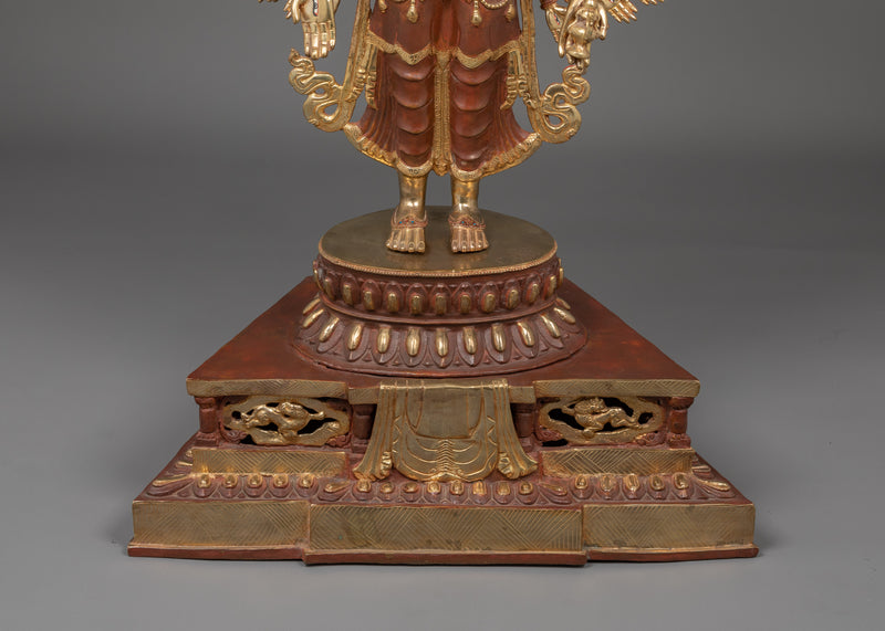 Thousand Armed Chenrezig Sculpture | 24K Gold Gilded Copper Artwork