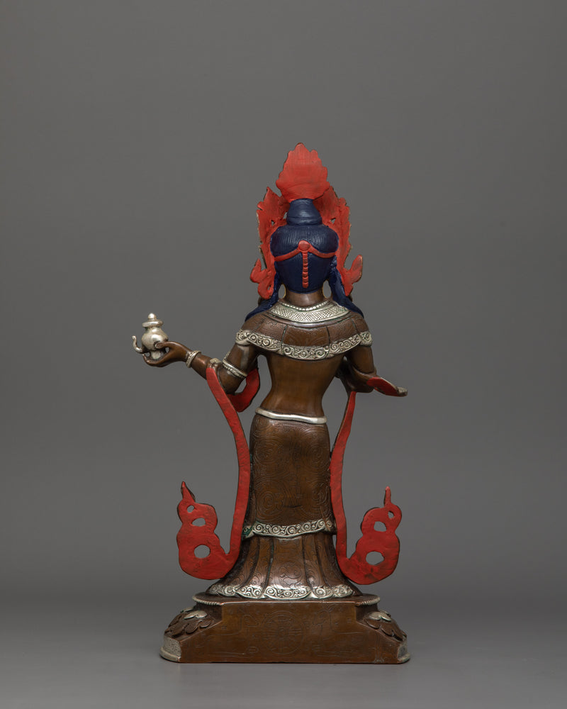 Guru Rinpoche With Two Consorts Statue | Oxidized Copper Body