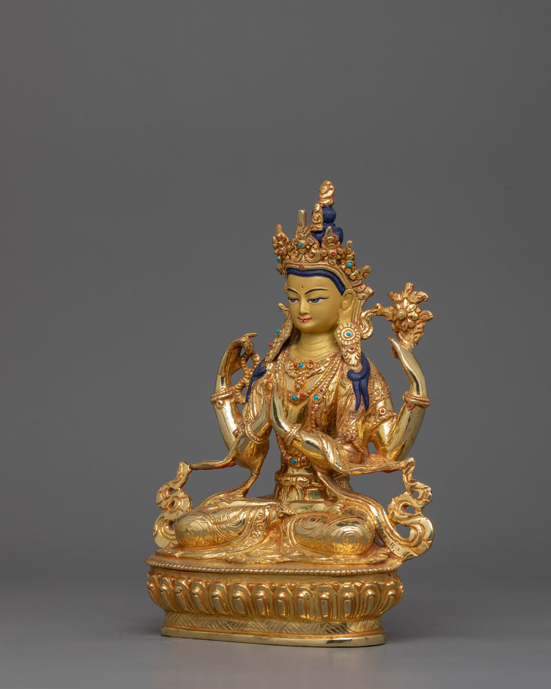 Handmade Figurine of Four-Armed Chenrezig | Buddha of Compassion and Mercy