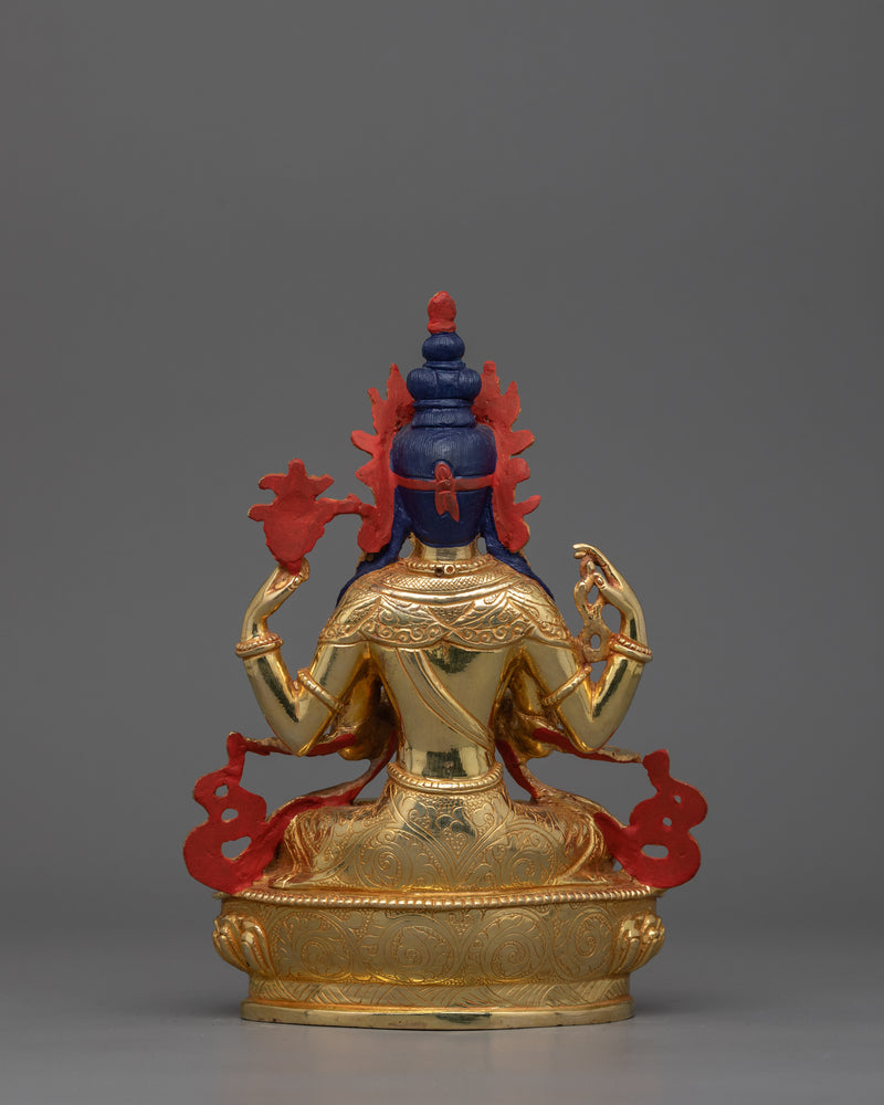 Handmade Figurine of Four-Armed Chenrezig | Buddha of Compassion and Mercy