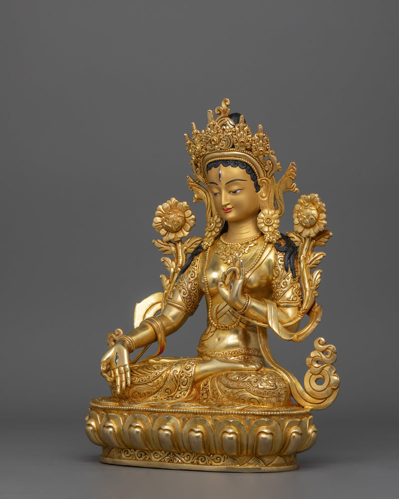 Handmade Figurine of Historical Deity White Tara | Goddess of Compassion and Healing