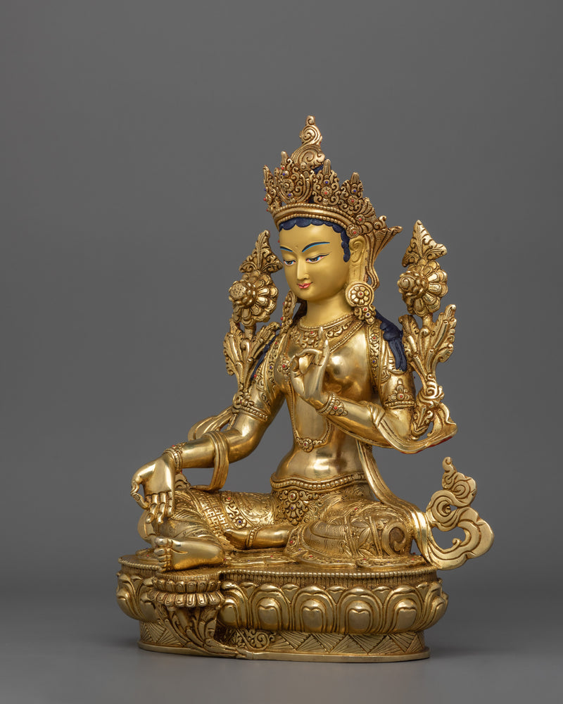 Himalayan Figurine of Female Deity Green Tara | Goddess of Protection