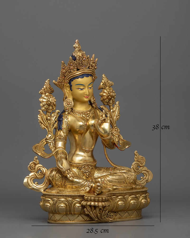 Himalayan Figurine of Female Deity Green Tara | Goddess of Protection