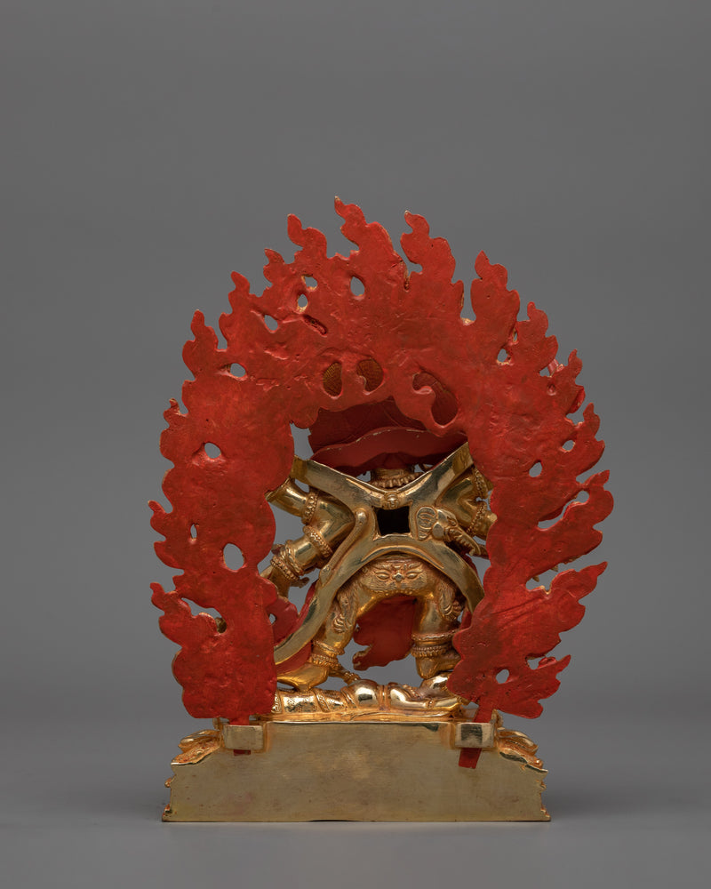 Dharma Protector Deity  Six Armed Mahakala Statue | 24K Gold Gilded Art