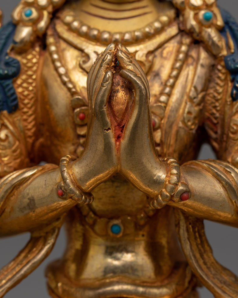 Traditional Himalayan Artwork Chenrezig Statue | Deity With Four Armed