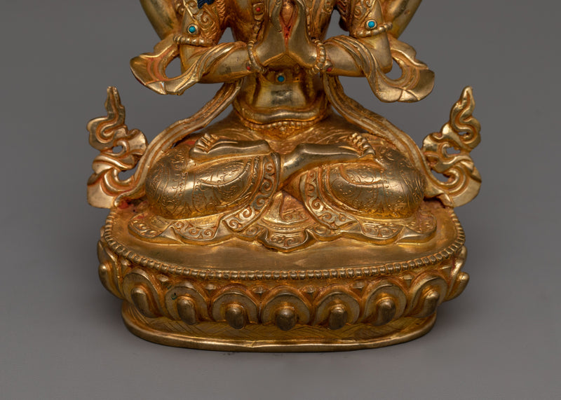 Traditional Himalayan Artwork Chenrezig Statue | Deity With Four Armed