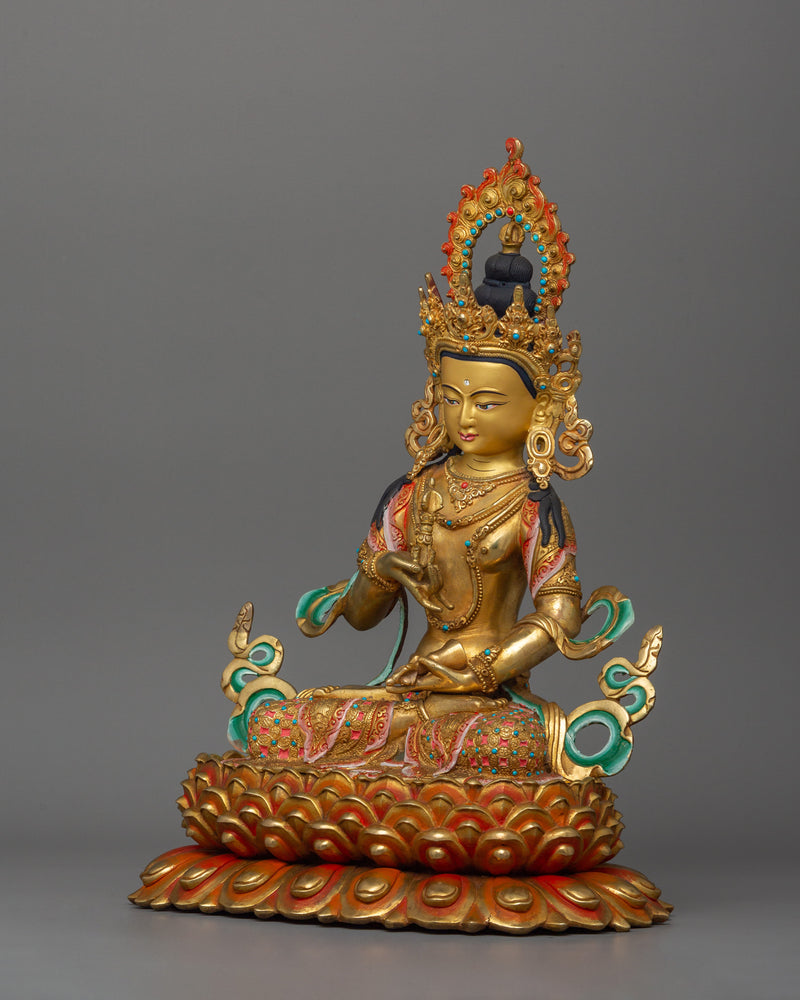 Vajrasattva With Beautiful Handcarved Gemstones Statue | Traditional Artwork