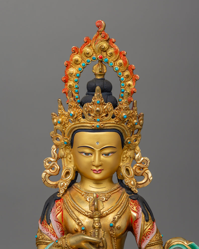 Vajrasattva With Beautiful Handcarved Gemstones Statue | Traditional Artwork