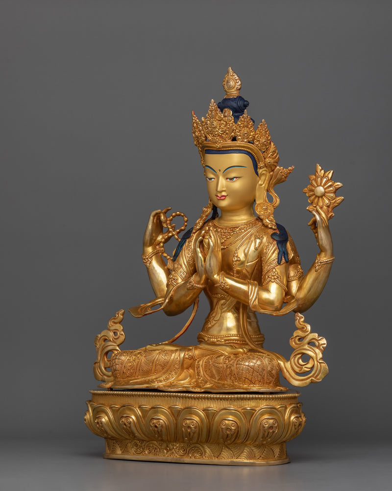 Handmade Chenrezig Sculpture | Buddha of Healing and Universal Love