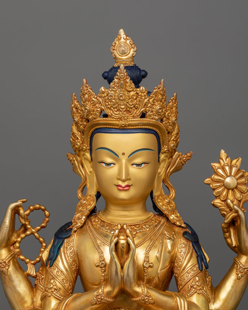 Handmade Chenrezig Sculpture | Buddha of Healing and Universal Love