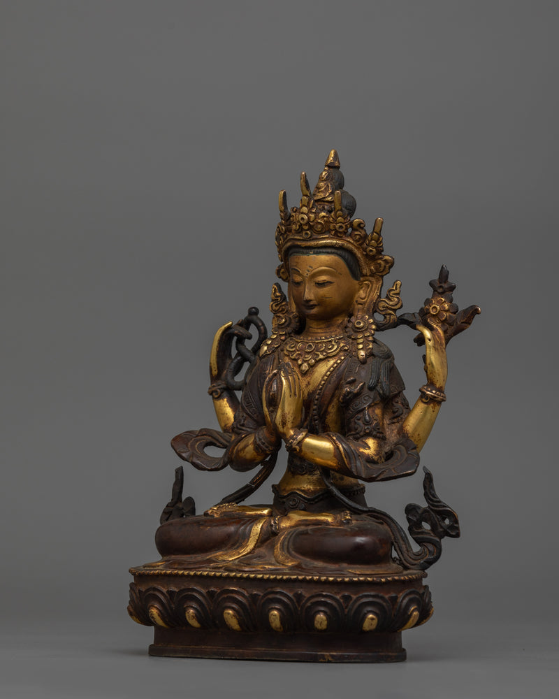 The Compassionate Deity Four-armed Chenrezig | Bodhisattva Avalokiteshvara Statue