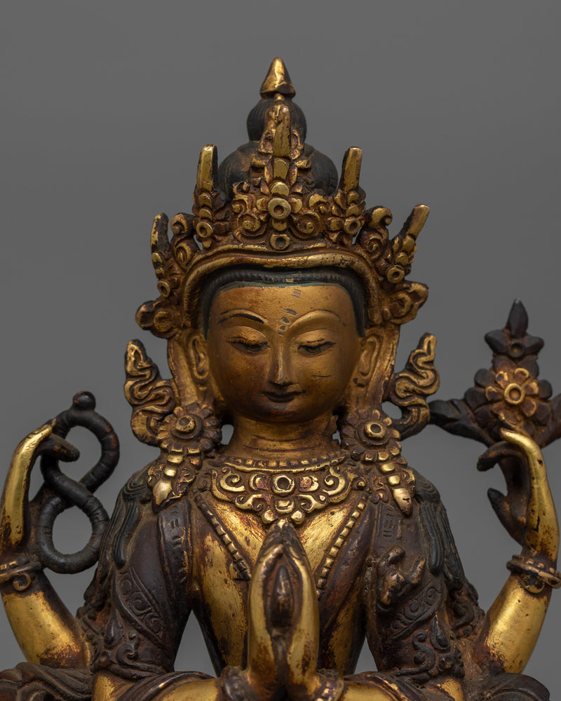 The Compassionate Deity Four-armed Chenrezig | Bodhisattva Avalokiteshvara Statue